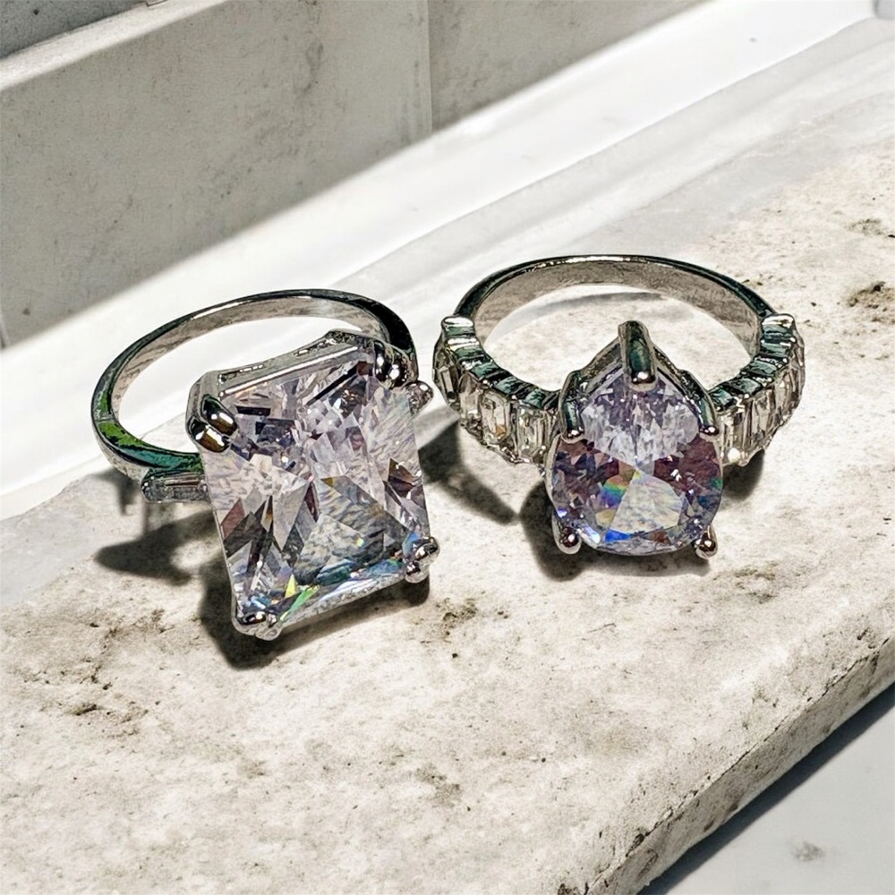 Elegant Silver Crystal Rings Set NWT - Picture 2 of 10